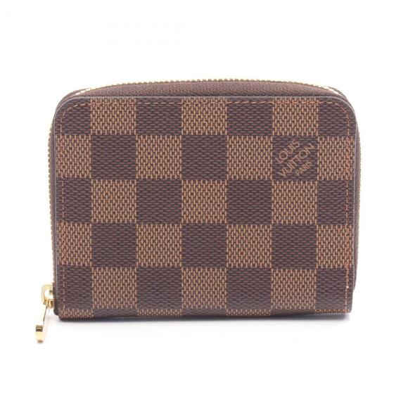 Louis Vuitton Zippy Coin Purse in Damier Ebene Rose Ballerine Leather Brown...